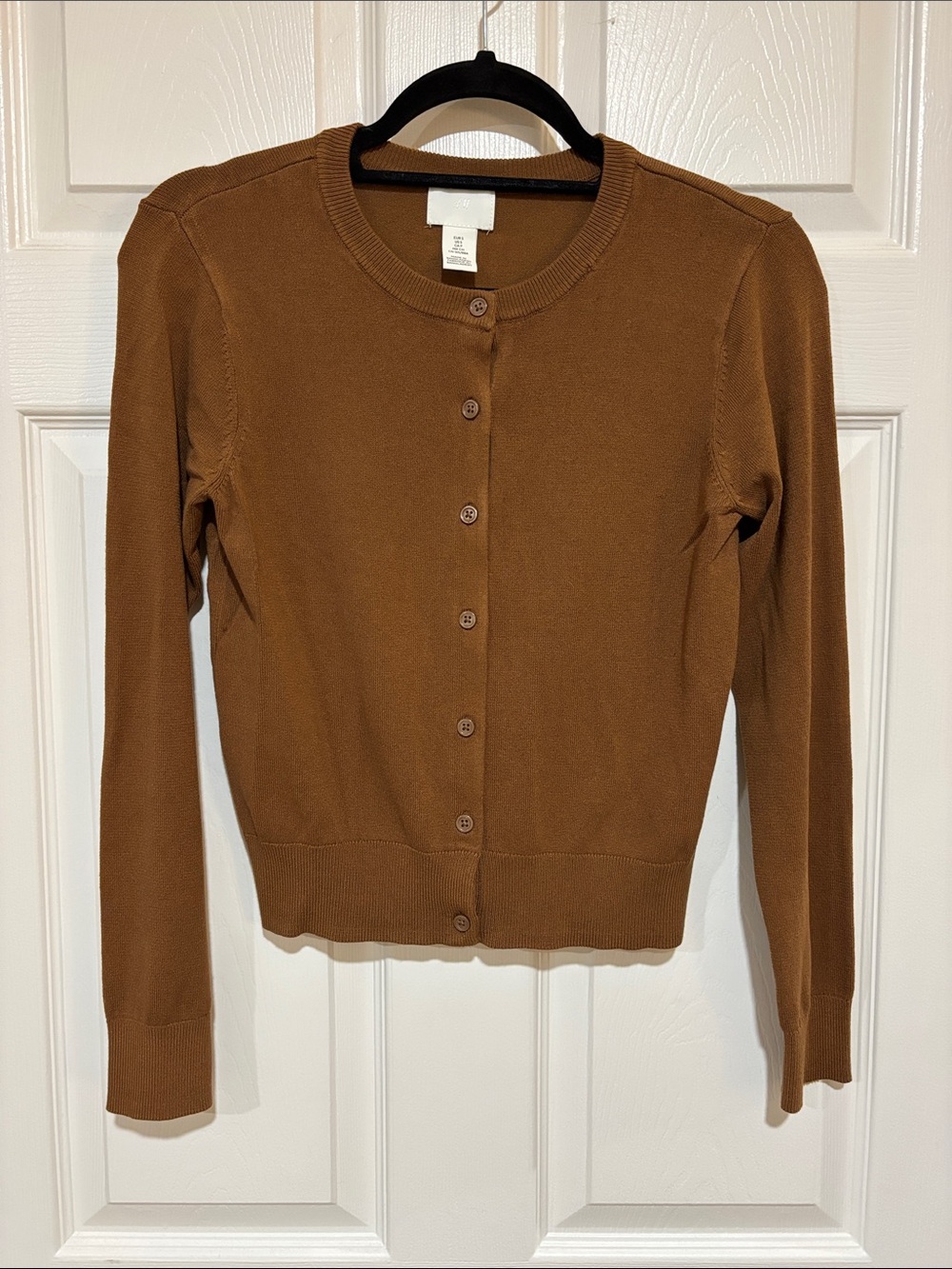 H&M Golden Brown Button-Front Crewneck Cardigan Size Small